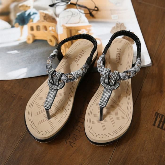 Sandales Compensées Lotus Dorées Et Blanches - Pointure 5, Talon 5cm, Occasion été