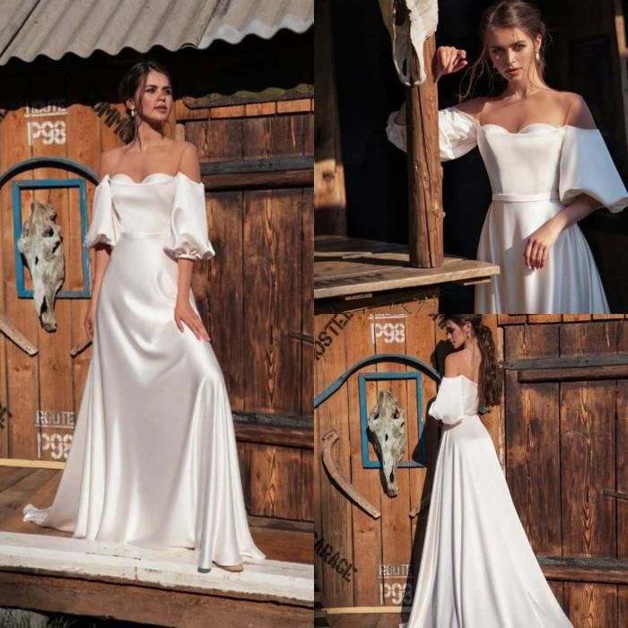 OS Robe de mari e la mode pour femmes Robe sans bretelles solide