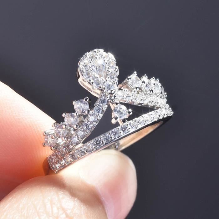 Bague de fian ailles de mariage en forme de Couronne avec zircone