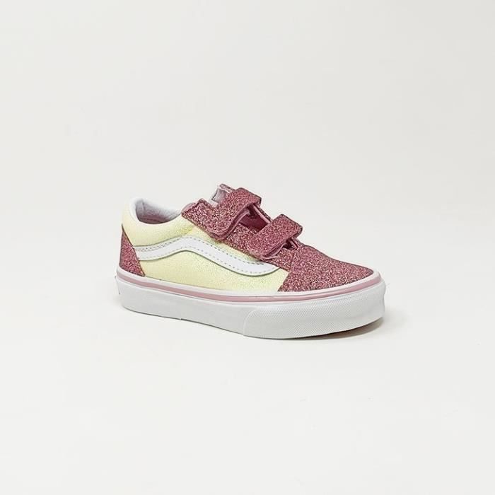 Baskets enfant VANS Old Skool V Glitter CS - Rose - Scratch