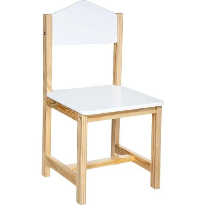 chaise enfant coloris blanc-naturel - longueur 28,5 x profondeur 29 x hauteur 59 cm