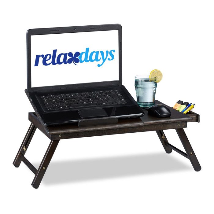 24 x 55 x 33 cm Portable Table de Lit Pliante pliable avec un petit tiroir en bois de bambou tablette inclinable réglable support genoux laptop Relaxdays 10016734  Table pour Ordinateur HxlxP nature 