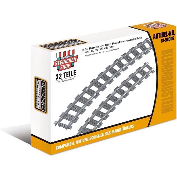 Lot De 67 Blocs De Construction – Rails De Ville Avec Croisillons, Droits, Courbes, Inclinés – Compatibles Avec Marques Leaders – Dès 3 Ans