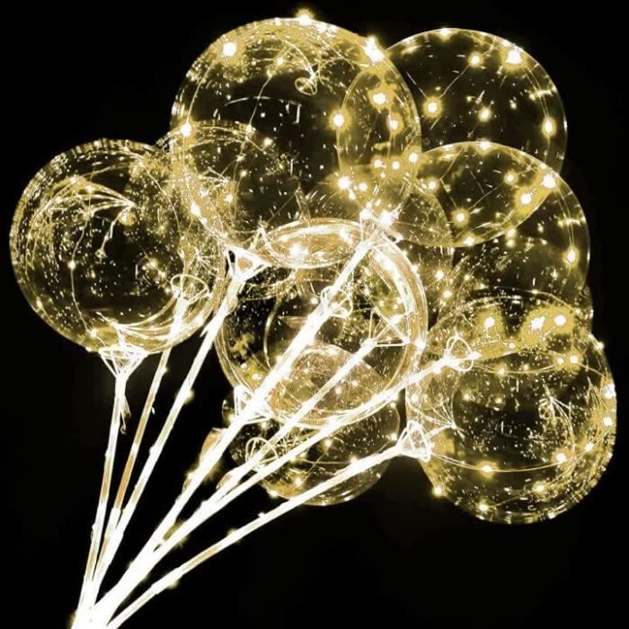 Ballons Lumineux LED – 24 Pouces – Lot 10 Ballons Bobo + 10 Guirlandes 3m – Mariage Et Fête