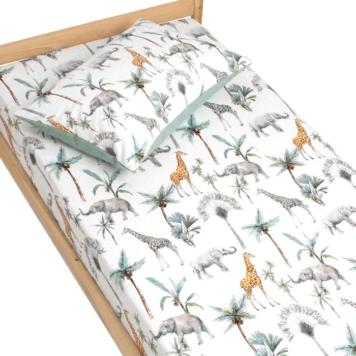 Sevira Kids  Drap-housse en satin de coton  Vert de gris 90x190 cm - Vert de gris - 90x190 cm Made in France