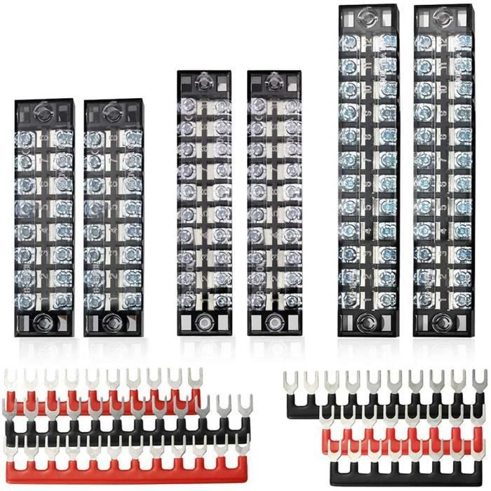 Bornier à Vis 5 Positions Double Rangée - 5 Pièces + 10 Barrettes - 600V 15A - Pour Électricité, Bricolage