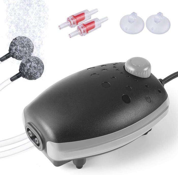 Meilleurs prix pour 3W Pompe à Air pour Aquarium, 300L-H Bulleur Silencieux Réglable pour Aquarium, Pompe à oxygène puissante pour[S89]