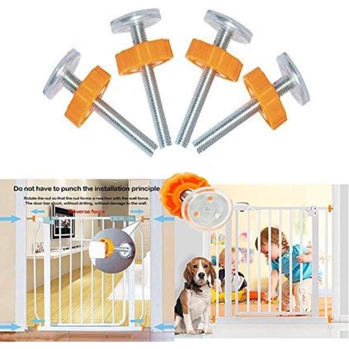 Kit Fixation Barrière Bébé - Tiges Filetées M10 Avec Protections Murales - Sans Perçage