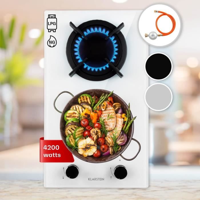 Klarstein Table De Cuisson Gaz 2 Feux 4000W - Plaque De Cuisson Électrique Avec Brûleurs Acier Inoxydable, Cuisinière GPL Ou Naturel, Allumage Sûr