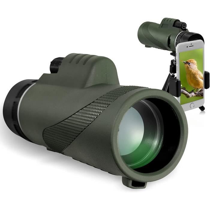 Monoculaire 12x50 Avec Prisme BAK4 Et Lentilles FMC - Trépied Et Support Smartphone Inclus - Idéal Randonnée, Chasse, Observation - 7
