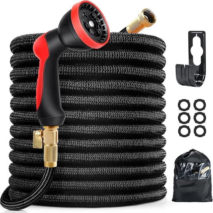 Kit Tuyau D'arrosage Kinzo 30 Mètres - Tuyau 14 Mm Avec 3 Raccords Et Buse Réglable - Vert
