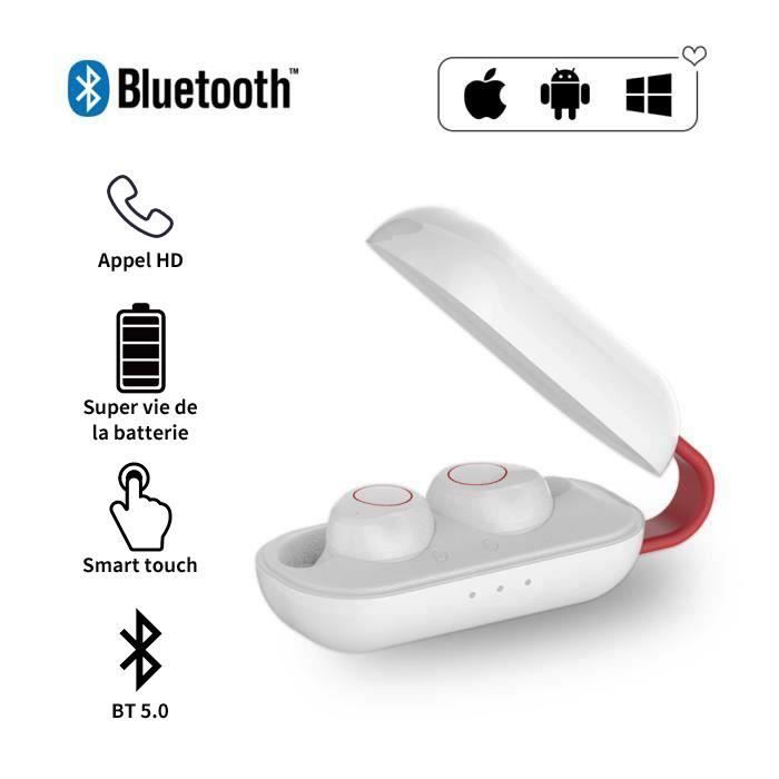 AIJEESI Écouteurs Bluetooth,V5.0 Oreillette Bluetooth sans Fil Intra-auriculaire avec Microphone et boîtier de Chargement pour Sport