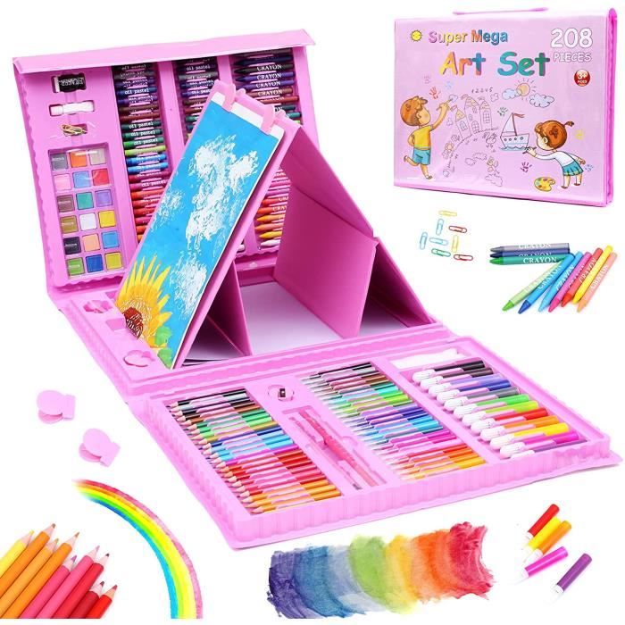 130 Sets de Dessin ODWALK, Malette de Coloriage Enfants Aquarelle Crayon Kit  - rose - Crayon de couleur à la Fnac