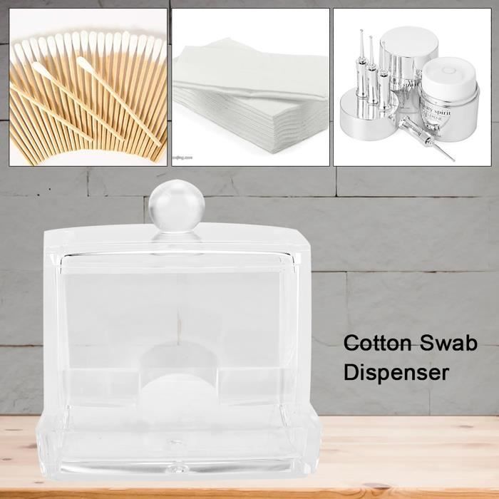 Boîte De Rangement Pour Coton Tige à 3 Compartiments - Distributeur Avec Couvercle Transparent Pour Salle De Bain Ou Coiffeuse - Blanc - 8