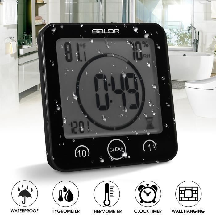 Tempsa Horloge De Douche Numerique Ventouse Minuterie Murale Humidite De Temperature Pour Salle De Bain Noir Achat Vente Horloge Pendule Soldes Cdiscount