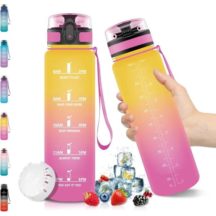 Gourde Motivationnelle 32oz Tritan BPA Free Avec Marqueur De Temps - Rose