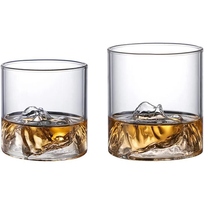 LEMCC Set De 4 Verres à Whisky Montagne 170 Ml – Design Unique Or, Argent, Bleu, Sarcelle – Cadeau Original Adultes