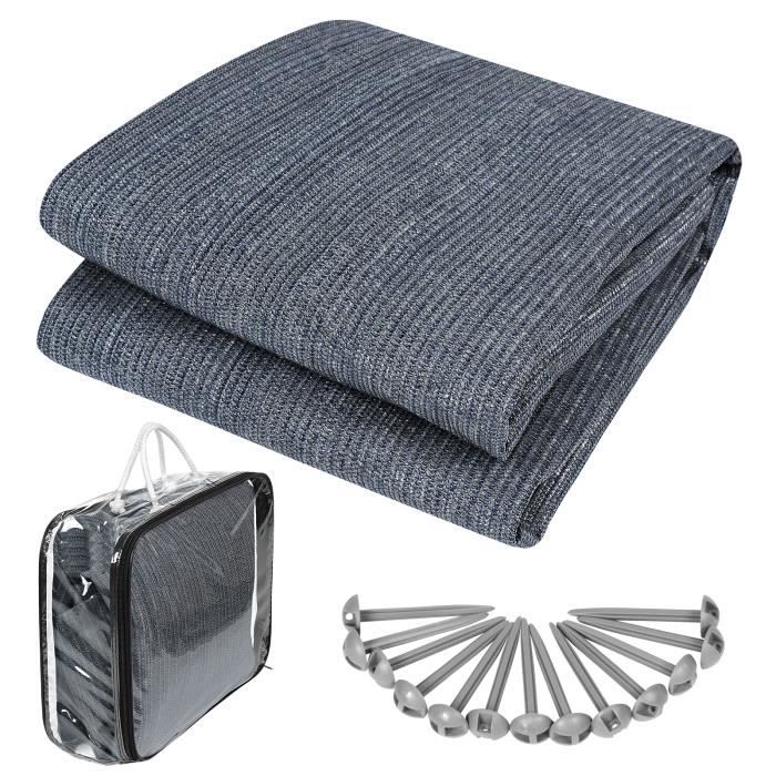 FIVMEN Tapis d'auvent 250 x 300 cm - Lavable - Pour camping et extérieur - Avec trous et sac de transport - Gris/bleu FIVMEN Tapis d'auvent 250 x 300 cm - Lavable - Pour camping et extérieur - Avec trous et sac de transport - Gris/bleu