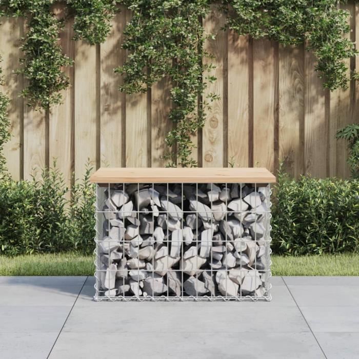 vidaXL Banc de jardin design de gabion 63x44x42 cm bois massif de pin 834353