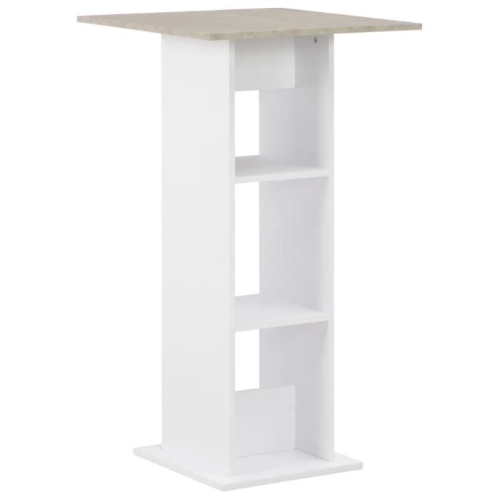 "promo"table de cuisine lmt - table de bar blanc et béton 60x60x110 cm 16,5kg