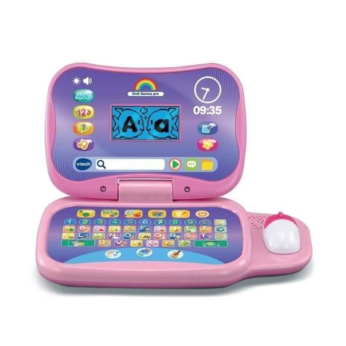 Ordinateur éducatif VTECH ORDI GENIUS PRO ROSE pour enfants de 3 à 7 ans avec souris et 20 activités