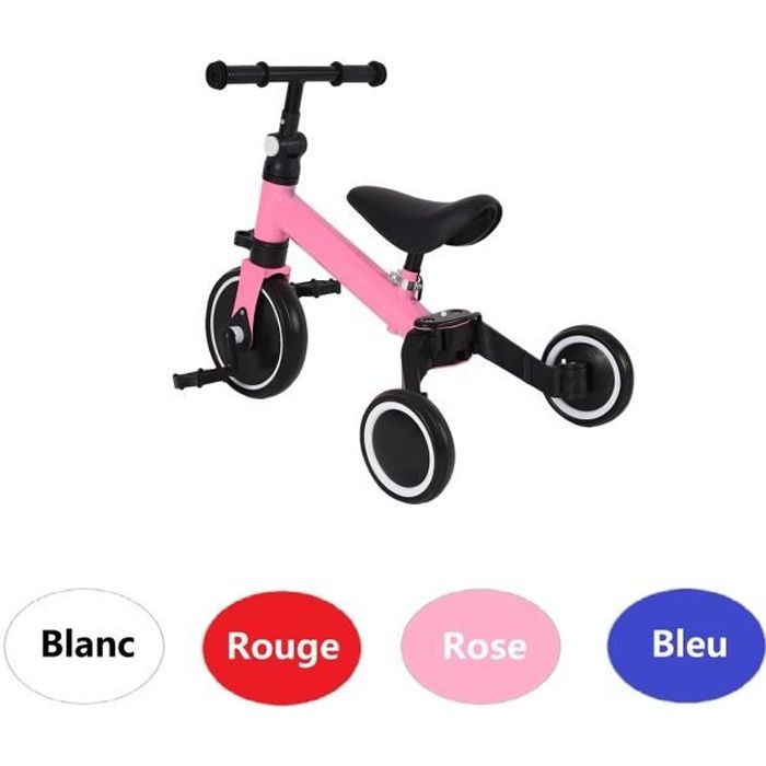 Tricycle évolutif pour enfant Willonin® - Draisienne Rose pour enfant 1-4 ans