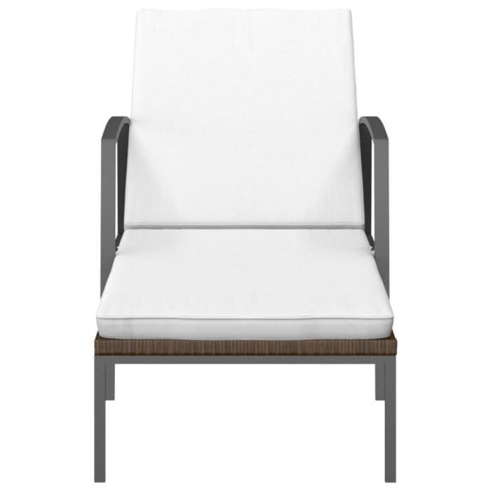 fhe - sièges de jardin - chaise longue de jardin avec coussin résine tressée marron - yosoo - dx1384