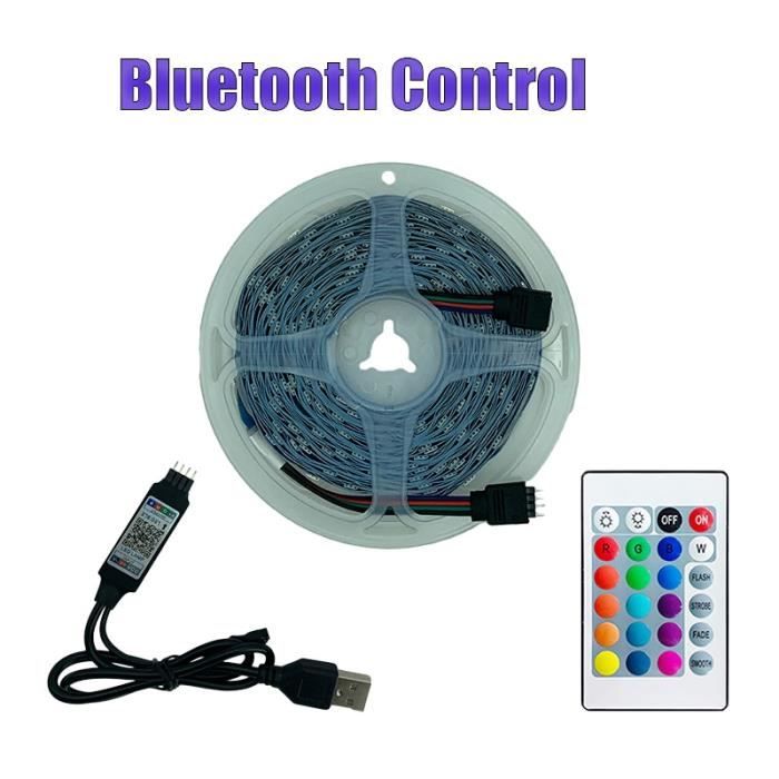 Bande LED RGB 5M Bluetooth - Multicolore Avec Télécommande - USB - Pour Décoration