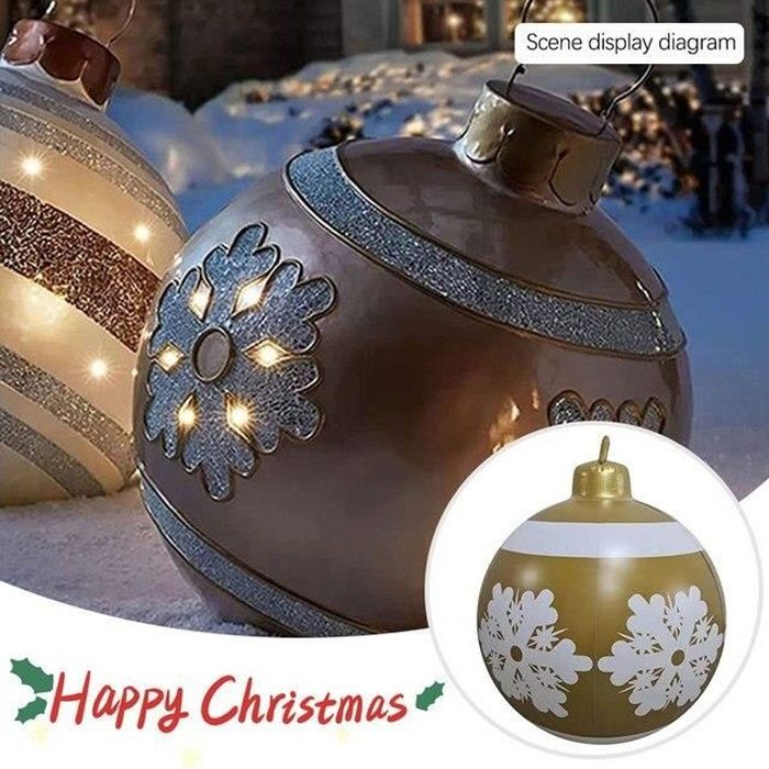 3 Boules De Noël Gonflables Lumineuses - 60 Cm De Diamètre - PVC Résistant Pour Jardin Et Décoration Extérieure