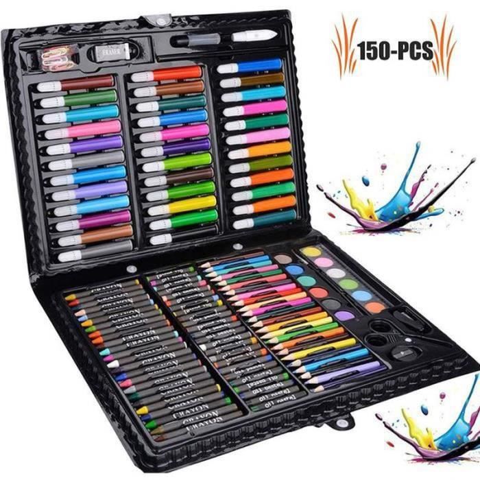 Kit De Dessin 64 Pièces Pour Enfants – Trousse Chat, Crayons, Marqueurs, Aquarelles, Livre – Cadeau Créatif Pour 3 à 9 Ans