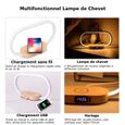 Lampe de Chevet Chargeur sans Fil, Lampe de Chevet Tactile Dimmable avec Port USB, 3 Couleurs et Horloge Digitale-1