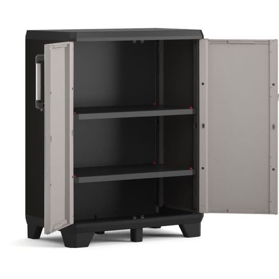 Keter Armoire de rangement basse Pro Noir et gris 445038 Cdiscount
