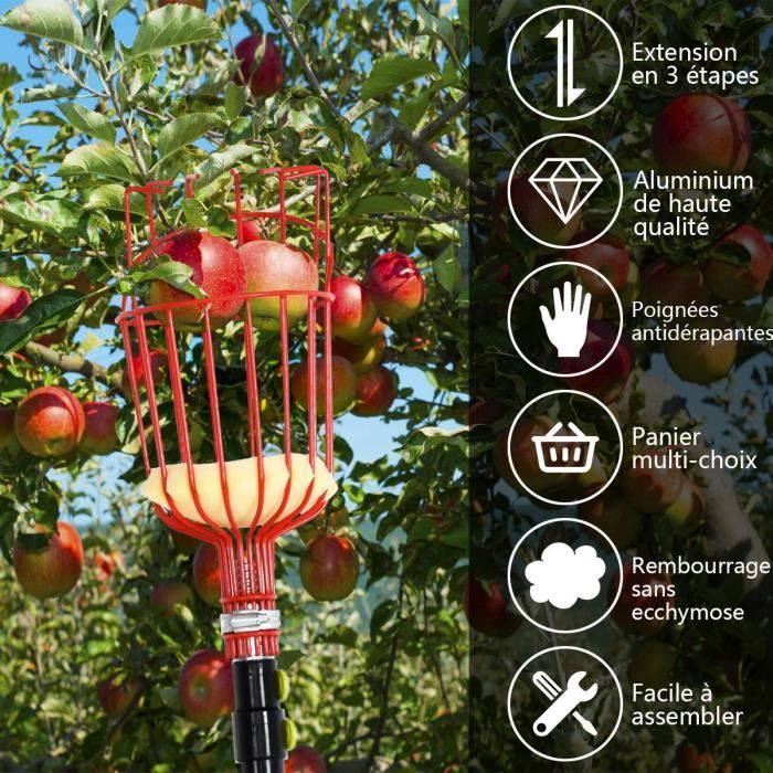 Cueilleur de fruits de jardin, boule de Golf en alliage d'aluminium à  longue flèche rétractable, outil de cueillette de fruits - AliExpress