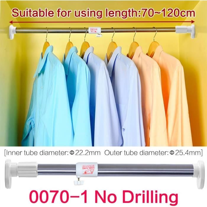 Tringle à Rideau Extensible 40-60cm - Sans Perçage - Pour Douche, Fenêtre Ou Placard - Gris