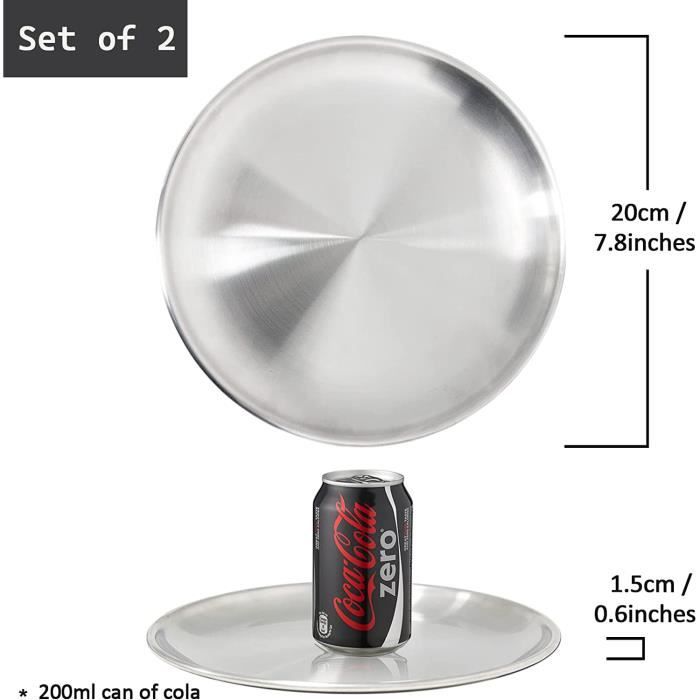 2 Assiettes En Acier Inoxydable 14cm - Solides Et Anti-rouille, Idéales Camping Ou Repas Maison