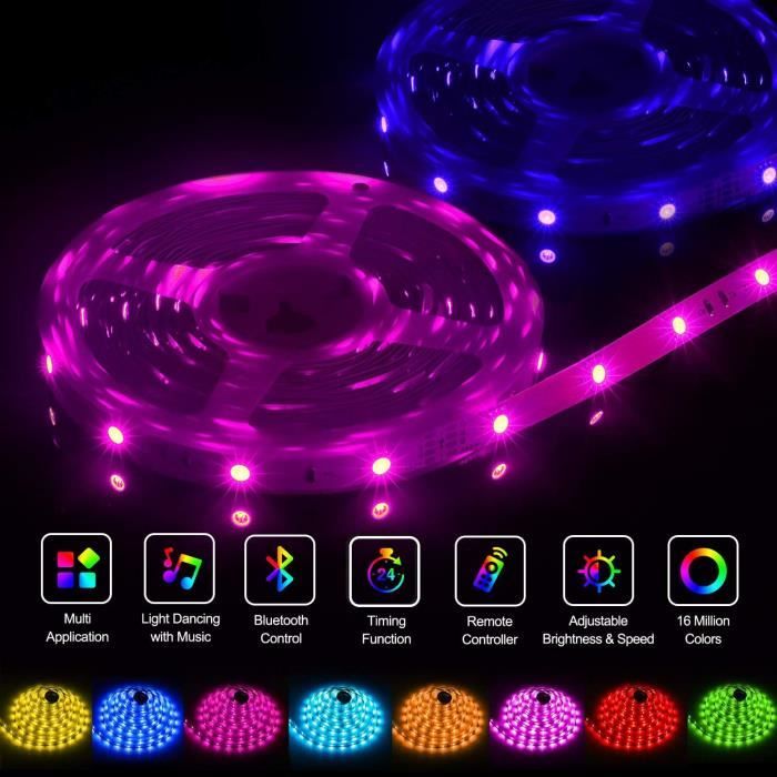 Ruban LED 6M Bande LED RGB Multicolore App Contrôle, Led Ruban avec  Télécommande à 40 Touches, Synchroniser avec Rythme de