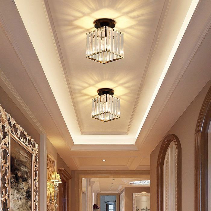 Plafonniers Modernes En Cristal, Or Couleur Cage En Métal, Plafonniers Encastrés à Douille E27 Pour La Chambre à Coucher, Le Salon, La Salle à Manger, Le Couloir, Le Bureau.… | Votre Wishlist Sur