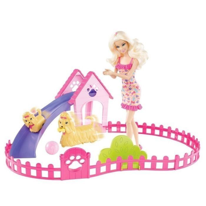 BARBIE Animaux Coffret Barbie Promène ses Chiots - Cdiscount Jeux - Jouets
