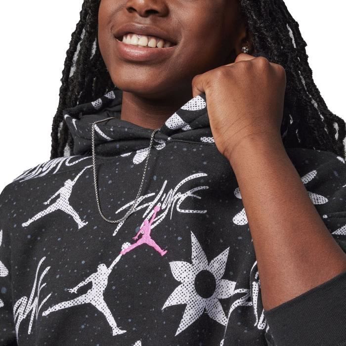 Sweat a Capuche Fille Jordan Floral Flight Aop Noir 45D008 023 Nike Manches Longues Col Capuche Noir Cdiscount Pret a Porter