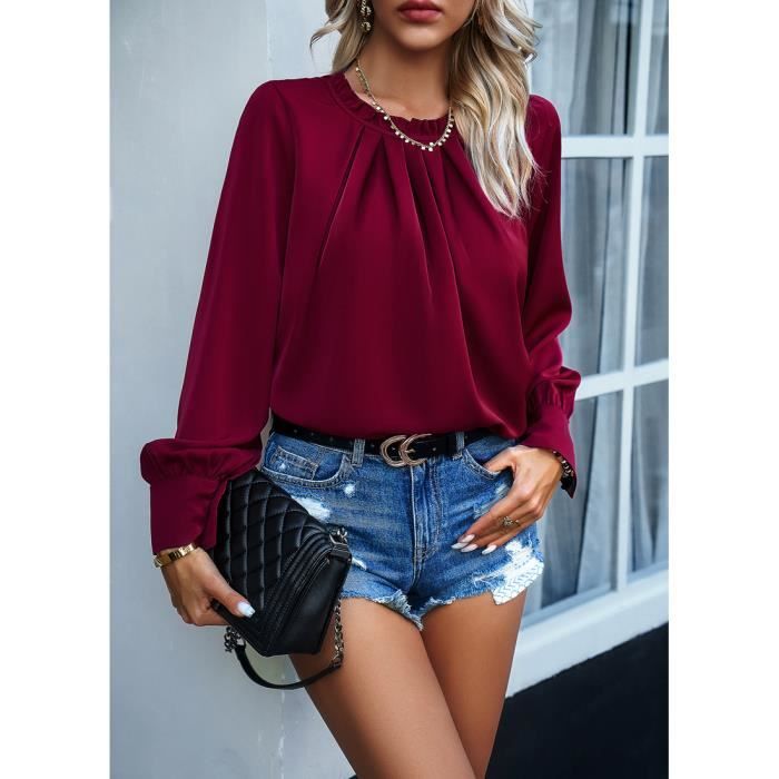 T-shirt Manches Longues Pour Fille - Coupe Ample Avec Manches Bouffantes - Matière Douce En Coton - Décontracté Et Confortable