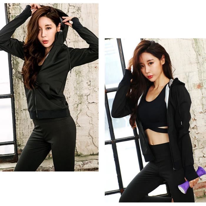 Ensemble de Sudation Femme Elastique Fitness Musculation Bruler des graisses Suer plus Cycle de chaleur Noir Cdiscount Sport