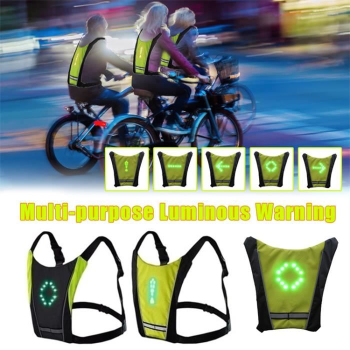 Gilet de cyclisme sac a dos, LUMINEUX clignotant avec télécommande haute  visibilité - Veste de travail (10009595)