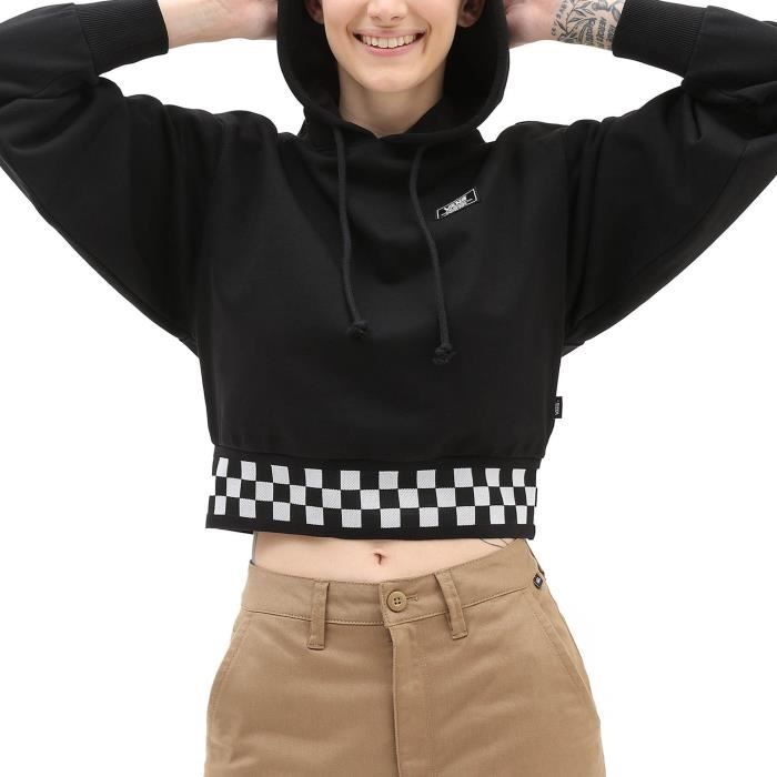 Sweat à Capuche Femme VANS Boom Boom Check Noir Manches Longues