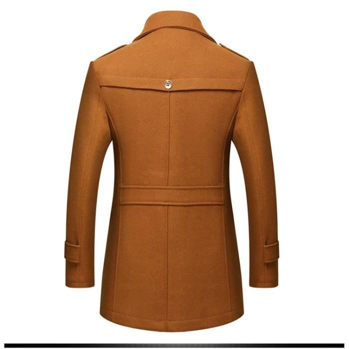 Manteau Homme En Laine Mi-long - Trench-coat Vintage Boutonné, Coupe Ajustée - Pour Automne/hiver, Look Business Décontracté