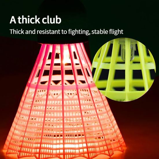 Oldmoom Volants De Badminton Lumineux LED – Lot De 4, Haute Visibilité, Antivento, Pour Adultes – Jardin, Plage, Parc, Salle De Sport