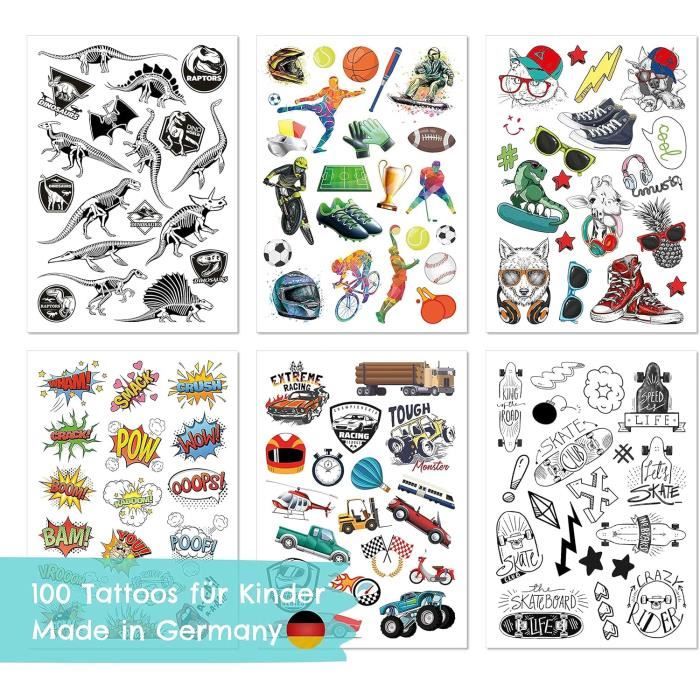 Lot De 120 Tatouages Temporaires à Paillettes Pour Enfants, Motif