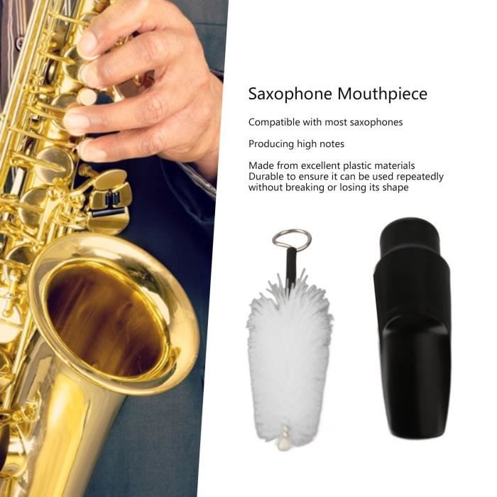 Dilwe Kit 5 en 1 Embouchure de Saxophone, Bec Saxophone Soprano avec  Capuchon et Boucle en métal & Anche & Pads Accessoires de Saxophone