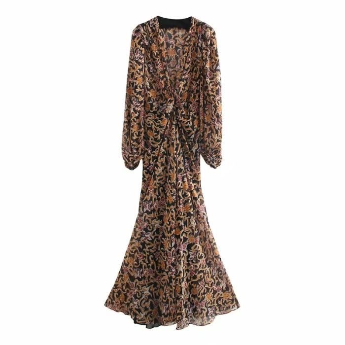 Robe Za robe longue a fleurs pour femmes col en v manches longues Tulle vintage gothique 2020 Type MULTI Blanc Cdiscount Pret a Porter