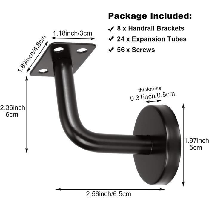 Supports De Rampe D'escalier Doitool - Lot De 5 En Acier Inoxydable 6x8x5 Cm - Fixation Murale