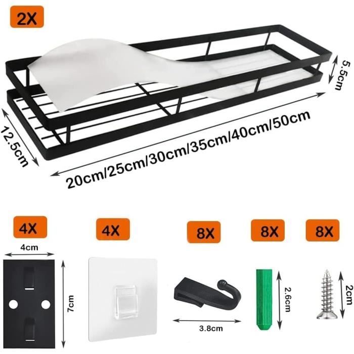 Étagères De Salle De Bain Sans Perçage Avec Crochets Amovibles